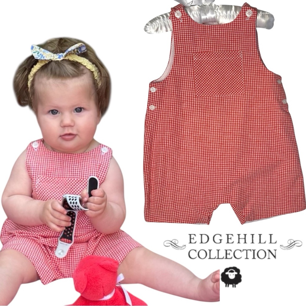 NWT Edgehill Collection Baby Gingham Romper – 100% Cotton